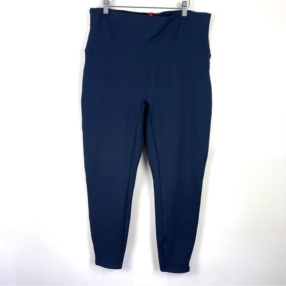 SPANX Ankle Length Ponte Leggings Side Slit Dark Blue Women's Sz 1X Plus Size - Picture 1 of 7